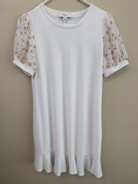 Cece Women’s Mixed-Media Puff Floral Sleeve Dress SzS